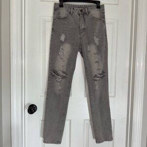 Women’s Distressed Gray Skinny Jeans